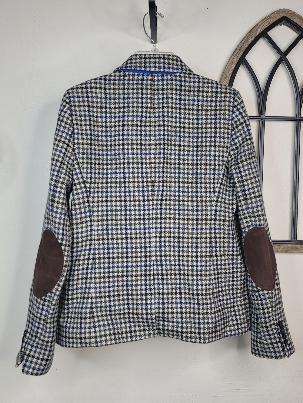J. Crew Campbell Blazer Abraham Moon Tweed Houndstooth Patch Size 10 - Picture 8 of 10